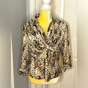 Alfani Faux Wrap Shirt in Animal Print